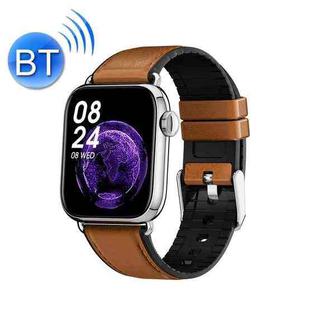 QY03 Smart Business Watch Heart Rate Blood Pressure Step Information Push Sports Bracelet, Colour: Silver Brown Belt