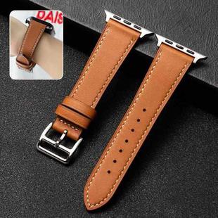 Cowhide Leather Strap Watch Band For Apple Watch Series 8&7 41mm / SE 2&6&SE&5&4 40mm / 3&2&1 38mm(Caramel Brown)
