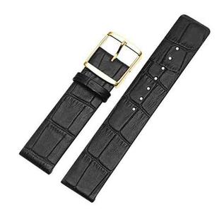 Men And Women Pin Buckle Leather Watch Band For CalvinKlein K2G211 /K2Y236, Size: Tableband Width 16mm(Black Bamboo Pattern Gold Buckle)