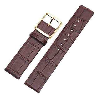 Men And Women Pin Buckle Leather Watch Band For CalvinKlein K2G211 /K2Y236, Size: Tableband Width 16mm(Brown Bamboo Pattern Gold Buckle)