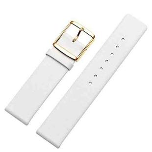 Men And Women Pin Buckle Leather Watch Band For CalvinKlein K2G211 /K2Y236, Size: Tableband Width 16mm(White Plain Weave Gold Buckle)