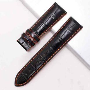 MD005 First Layer Leather Watch Band  For Mido MULTIFORT, Size:  22 x 20mm(Black Orange Line)