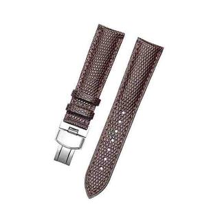 Thin Watch Chain With Calfskin Lizard Pattern Strap, Size: Strap Width  18mm(Brown Silver Pull Buckle)
