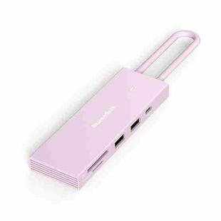 Blueendless 4K60Hz + Data Port Type-C Docking Station USB3.0 Splitter, Spec: 7-in-1 Card Reading Pink 