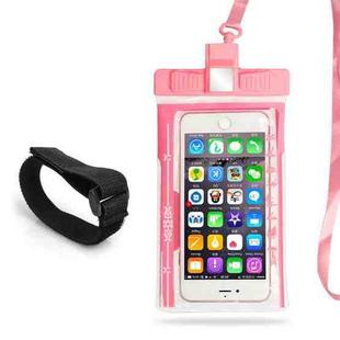 3 PCS Mobile Phone Waterproof Bag Swimming Diving Mobile Phone Sealed Protective Cover With Survival Whistle, Specification： Armband  (Pink)