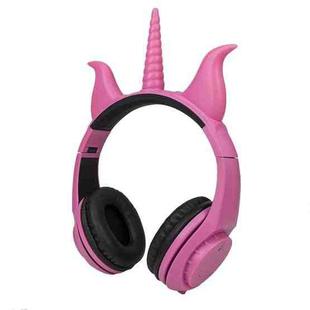 LX-CT888 3.5mm Wired Children Cartoon Glowing Horns Computer Headset, Cable Length: 1.5m(Rhino Horn Pink)