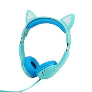 LX-K06 3.5mm Wired Children Learning Luminous Cat Ear Headset, Cable Length: 1.2m(Blue)