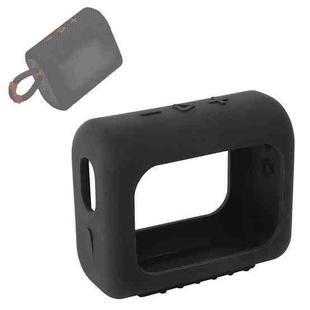 For JBL GO3 Bluetooth Speaker Silicone Cover Portable Protective Case with Carabiner(Black)