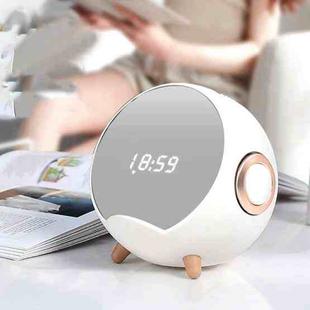 Mini Desktop Multi-Function Smart Wireless Charging Bluetooth Speaker with Alarm Clock & Phone Holder Function(White)