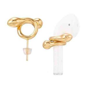 2 Pairs 925 Silver Needle Wireless Earphones Snake-Shaped Embrace Anti-Lost Earrings For AirPods(Gold)