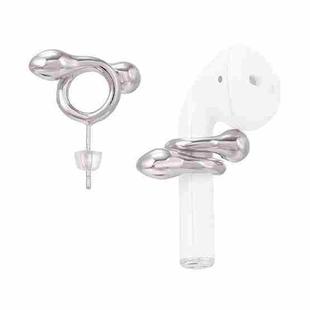 2 Pairs 925 Silver Needle Wireless Earphones Snake-Shaped Embrace Anti-Lost Earrings For AirPods(Steel Color)