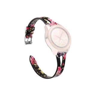 20mm Open Leather Watch Band For Samsung Galaxy Smart Watches(Pink Flower)