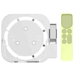 JV06T Set Top Box Bracket + Remote Control Protective Case Set for Apple TV(White + Fluorescent Green)