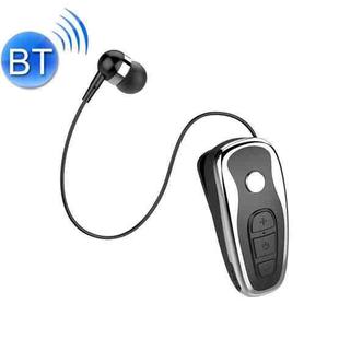 Q7 Lavalier Bluetooth Earphone Sports Wireless Stereo Telescopic Cable Voice Reporting Earphone(Black Silver)