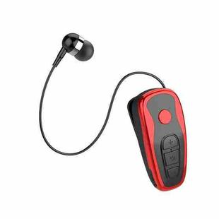 Q7 Lavalier Bluetooth Earphone Sports Wireless Stereo Telescopic Cable Voice Reporting Earphone(Black Red)