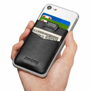 New Bring  Mobile Phone Back Sticker Card Holder Cowhide Bus Card Holder Card Antimagnetic Card Sticker(Black)