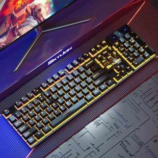 Skylion H600 1600dpi 104-Keys Wired Luminous Keyboard Manipulator Gaming Keyboard, Colour:  Keyboard (Black Orange Light)