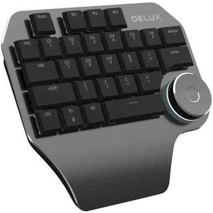 DELUX T11 29 Keys Single-Hand Keyboard Shortcut Key Speech Tool Flat Keyboard, Colour: Smart Version Black Gray