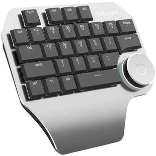 DELUX T11 29 Keys Single-Hand Keyboard Shortcut Key Speech Tool Flat Keyboard, Colour: Silver Black