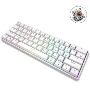 LEAVEN K28 61 Keys Gaming Office Computer RGB Wireless Bluetooth + Wired Dual Mode Mechanical Keyboard, Cabel Length:1.5m, Colour: Tea Axis (White)