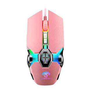 LEAVEN 7 Keys 4000DPI USB Wired Computer Office Luminous RGB Mechanical Gaming Mouse, Cabel Length:1.5m, Colour: S30 Pink