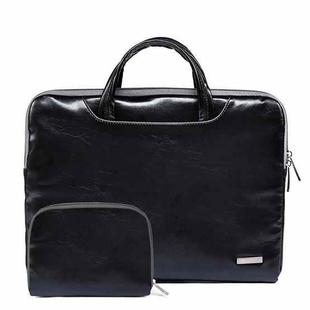 LiSEN LS-116 Simple Laptop Bag Business Laptop Liner Bag, Size: 15.6 inch(PU Black)