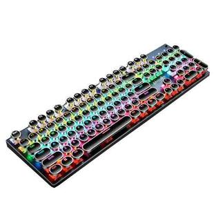 104 Keys Green Shaft RGB Luminous Keyboard Computer Game USB Wired Metal Mechanical Keyboard, Cabel Length:1.5m, Style: Punk Word Through Version (Black)
