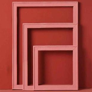 3 in 1 Different Sizes Morandi Color Wooden Photo Frame Series Color Spray Paint Photo Props Photography Background Ornaments(Light Red)