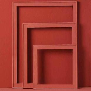 3 in 1 Different Sizes Morandi Color Wooden Photo Frame Series Color Spray Paint Photo Props Photography Background Ornaments(Normal  Red)