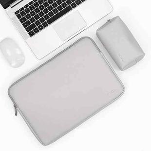 Baona BN-Q001 PU Leather Laptop Bag, Colour: Gray + Power Bag, Size: 16/17 inch