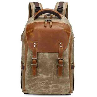 K805 Waterproof Batik Canvas Camera Backpack Outdoor Liner Shoulder Photography Bag(Khaki)