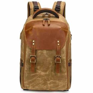K805 Waterproof Batik Canvas Camera Backpack Outdoor Liner Shoulder Photography Bag(Soil Yellow)