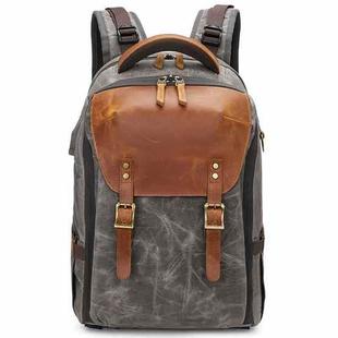 K805 Waterproof Batik Canvas Camera Backpack Outdoor Liner Shoulder Photography Bag(Grey)