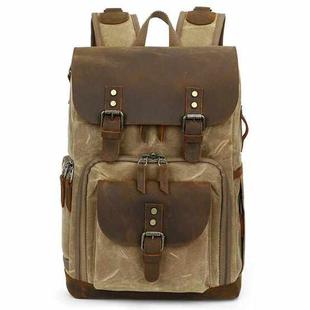 K-86 Casual Shoulder Camera Bag Contrast Waterproof Batik Canvas Single Digital Camera Photo Backpack(Khaki)