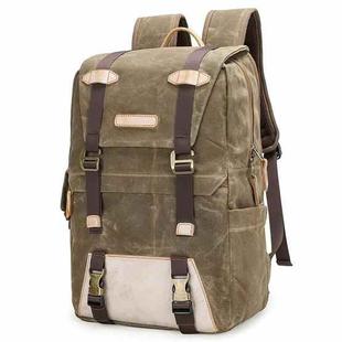 3101 Retro Mirrorless Camera Bag Casual Batik Canvas Shoulders Lens Backpack(Khaki)