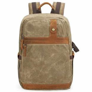 D1383 Outdoor SLR Digital Camera Backpack Waterproof Batik Canvas Camera Bag(Khaki)