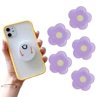 5 PCS Special-Shaped Cartoon Epoxy Retractable Mobile Phone Holder(Purple Flower)