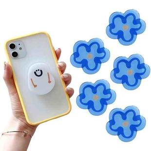 5 PCS Special-Shaped Cartoon Epoxy Retractable Mobile PhoneHolder(M108 Blue Grain Multi-blue Flower)