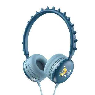 Y18 Cartoon Dinosaur Wired Control Sports Headset with Mic, Cable Length: 1.2m(Blue)