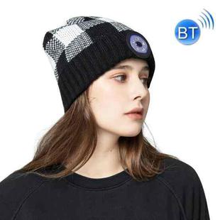 M3-BL Bluetooth LED Music Headset Hat Lady Warm Night Lighting Hat(Black White)