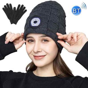 RG5-BL LED Warning Light Bluetooth Music Hat Outdoor Running Adjustable Lights Plus Velvet Lamp Cap(Dark Gray with Gloves)