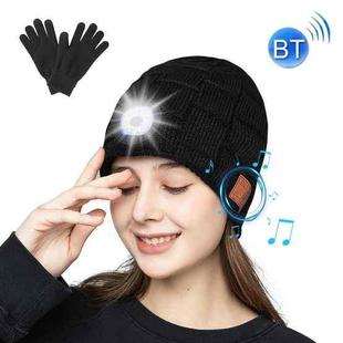 RG5-BL LED Warning Light Bluetooth Music Hat Outdoor Running Adjustable Lights Plus Velvet Lamp Cap(Black with Gloves)