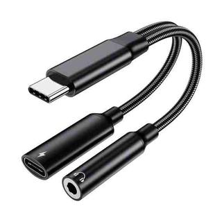 USB-C / Type-C Male To 3.5mm + Type-C Female 2 In 1 Audio Adapter Digital Aux Adapter Cable(Black)