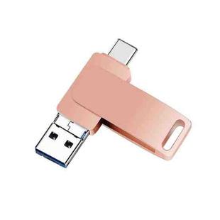 16 GB USB 3.0 + 8 Pin + USB-C / Type-C 3 in 1 Phone Computer Metal Rotatable U-Disk(Pink)