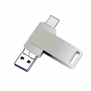 512GB USB 3.0 + 8 Pin + USB-C / Type-C 3 in 1 Phone Computer Metal Rotatable U-Disk(Silver Gray)