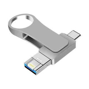 16GB USB 3.0 + 8 Pin + USB-C / Type-C 3 in 1 Mobile Computer Metal U-Disk(Silver)