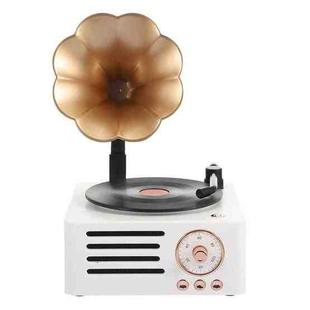 T15 Petunia Retro Vinyl Record Player Wireless Multifunction Mini Bluetooth Audio(White)
