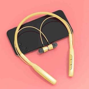 D01 Macaron Neck-mounted Wireless Bluetooth Earphone Noise Cancelling Sports Headphones Support TF Card(Yellow)