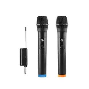 Q7 1 To 2 Wireless Microphones With Wireless Receiver/LED Display(Black)