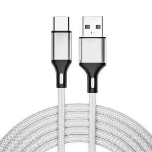 4 PCS 2.4A USB-C / Type-C to USB Braided Fast Charging Sync Data Cable, Length: 0.25m (Silver)